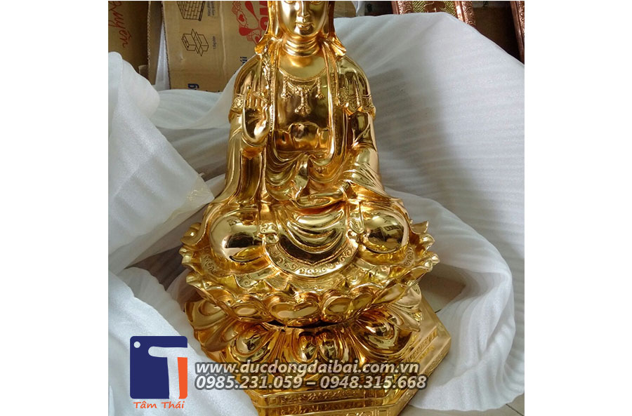 Phật bà Quan Âm bằng đồng mạ vàng 24k